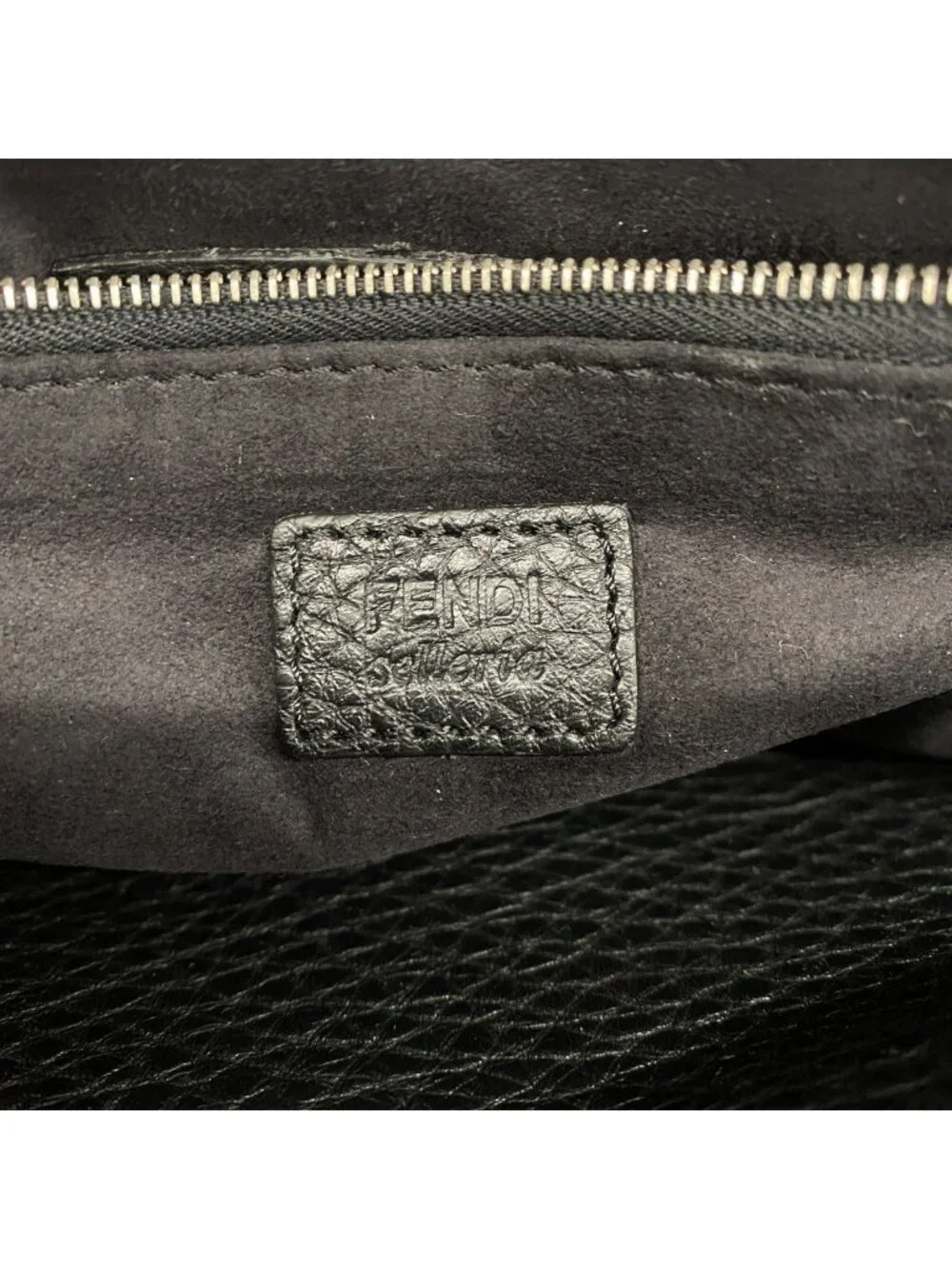 Fendi Clutch Montstar Selleria Leather Black Silver
